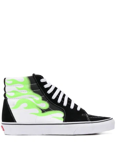 Vans Sk8-hi Flame Sneaker In Black/green