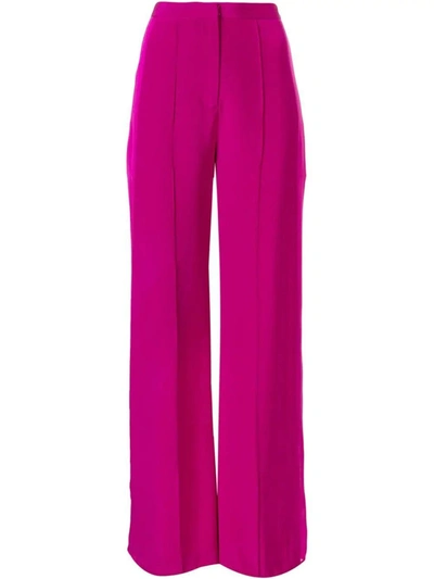 Adam Lippes Side Panel Silk Crepe Pants In Pink
