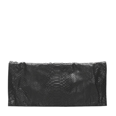 Pre-owned Gucci Black Python Leather Clutch Bag
