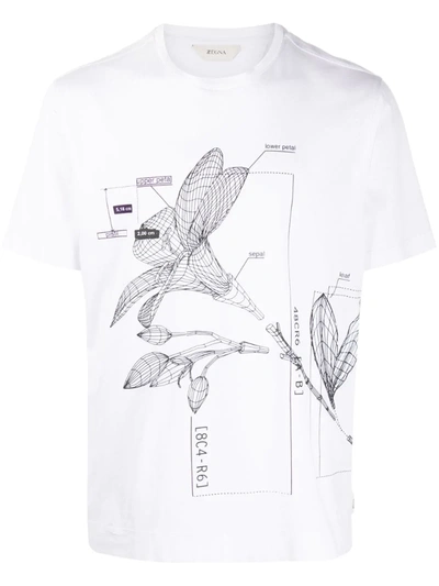 Ermenegildo Zegna Flower Print Short-sleeved T-shirt In White