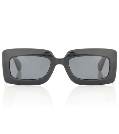 Gucci Gg Tinted Rectangular Sunglasses In Black