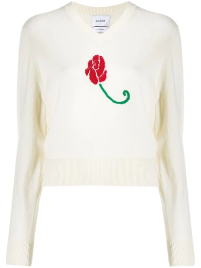 Barrie Long Sleeve Rose Jumper In White