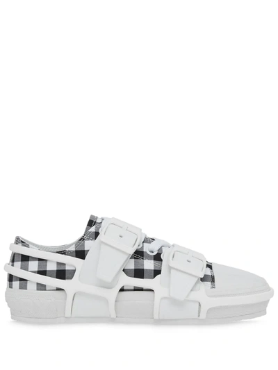Burberry Webb Gingham Trainers In White