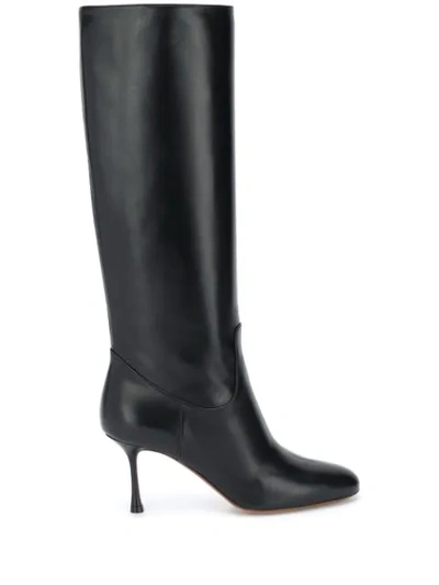 Francesco Russo Leather Knee-high Boots 75 In Black