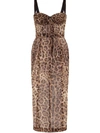 Dolce & Gabbana Leopard-print Tulle Pencil Midi Dress