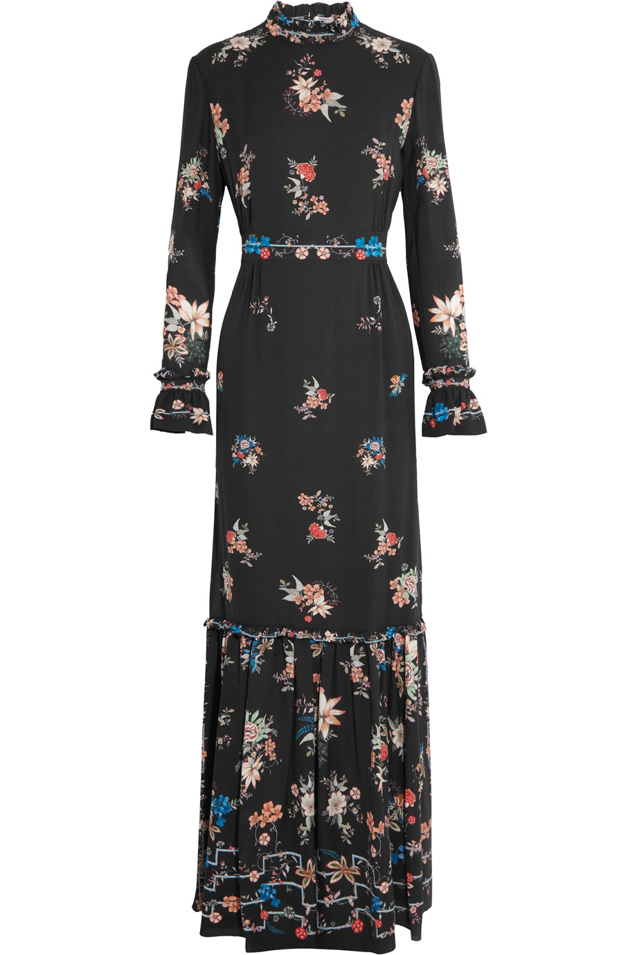 Vilshenko Ruffle-trimmed Floral-print Silk-crepe Maxi Dress | ModeSens