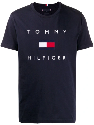 Tommy Hilfiger Organic T-shirt Logo Black Mw0mw14313 Bds In Blue