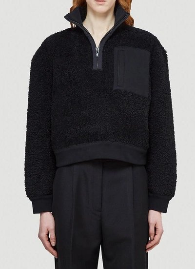 Alexander Wang Fleece Half Zip Sweatshirt In Black