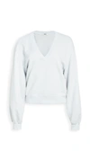 Agolde Balloon Sleeve Crop Cotton Sweatshirt In Cascade