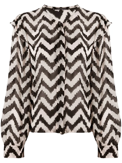 Luisa Cerano Blouse With Herringbone Print In Black