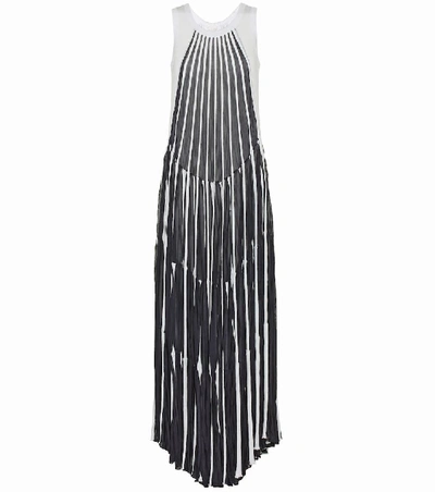 Chloé Striped Cotton And Viscose Long Dress In Basic