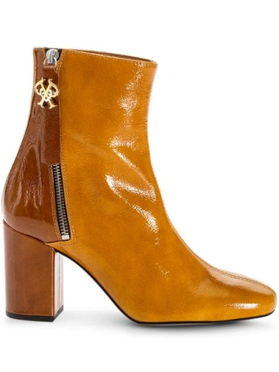 Pinko Two-tone Ankle Boots In Brown