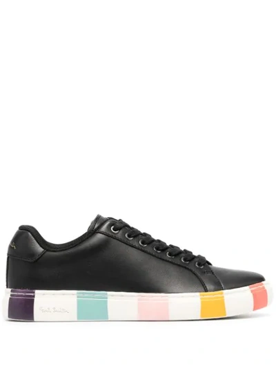 Paul Smith Rainbow Striped-sole Trainers In Black