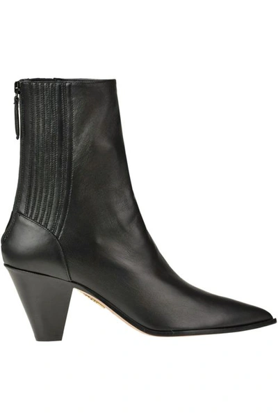 Aquazzura Saint Honorè Leather Ankle Boots In Black