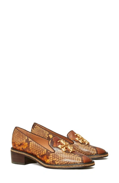 Tory Burch Freya Snake Embossed Loafer In Dark Caramel/coconut