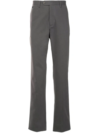 Ferragamo Tapered Fit Cotton Trousers In Grey