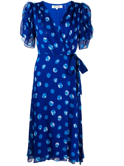 Diane Von Furstenberg Kimora Silk Chiffon Wrap Dress In Blue