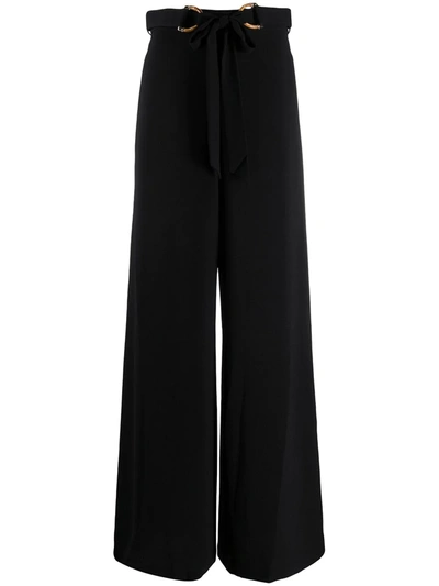 Zimmermann Silk Tuck Wide-leg Trousers In Black