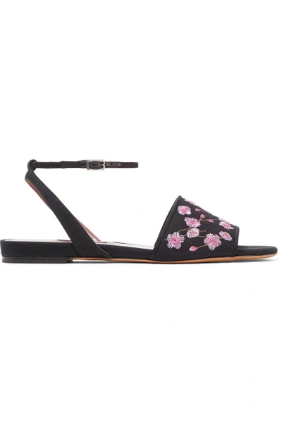 Tabitha Simmons Petal Blossom Embroidred Canvas Sandals
