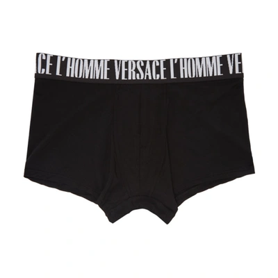 Versace Black & White Modal Boxer Briefs In A1008 Black