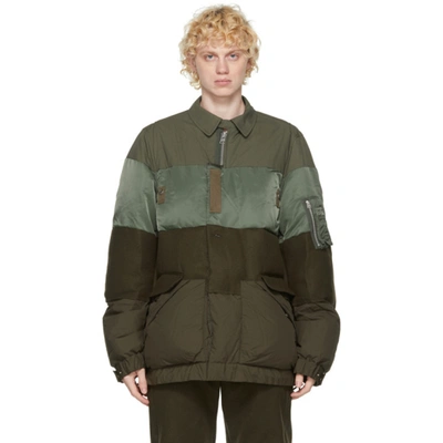 Sacai Khaki Melton Wool Padded Blouson Jacket