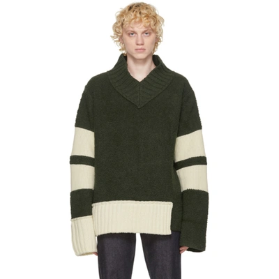Sacai V-neck Wool-blend Sweater In Khaki 501