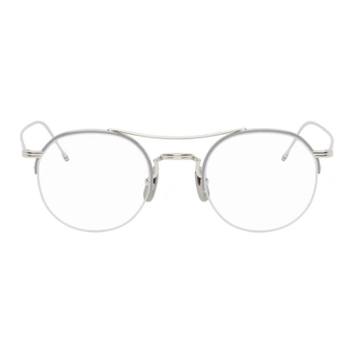 Thom Browne Silver Round Tb903 Glasses In Silverblken