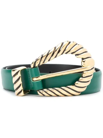 Alberta Ferretti Western Buckle Leather Belt In Green