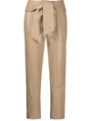 Jonathan Simkhai Tessa Vegan Leather Tie Waist Pants In Camel