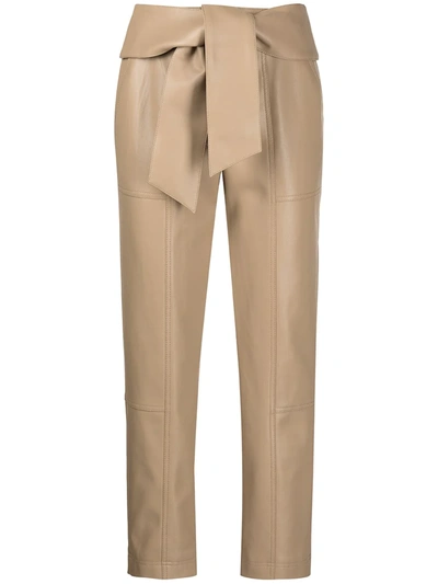 Jonathan Simkhai Tessa Vegan Leather Tie Waist Pants In Camel
