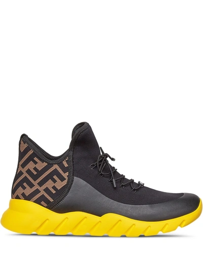 Fendi Mens Black Logo-print Stretch-mesh High-top Trainers 8