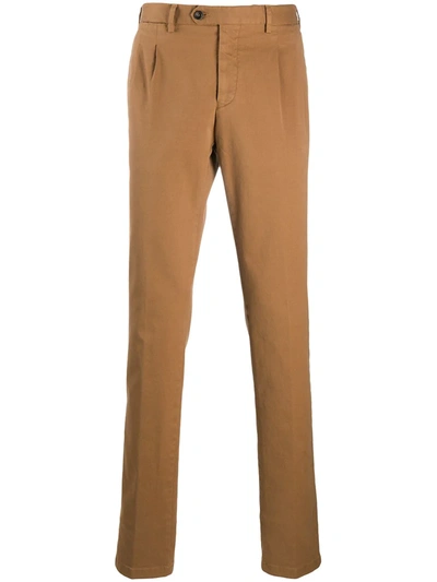 Drumohr Stretch Cotton Trousers In Camel Colour In Brown