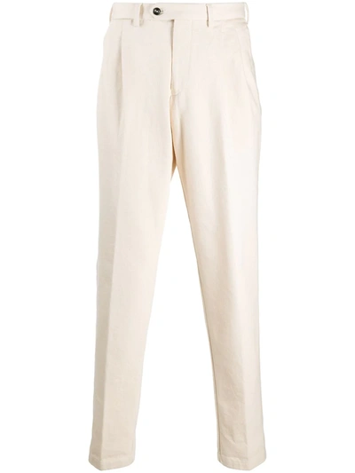 Drumohr Cotton Trousers In Cream Colour In White