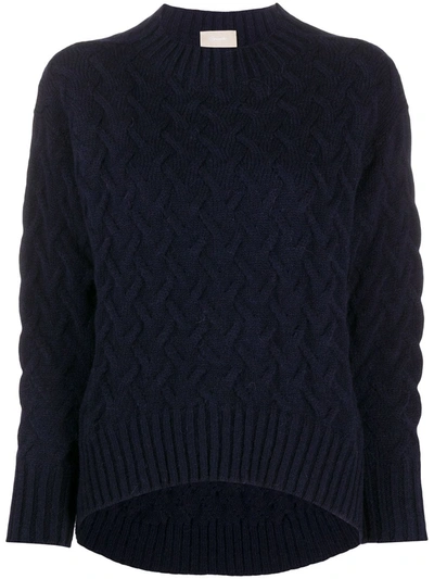 Drumohr Cable-knit Crewneck Jumper In Blue