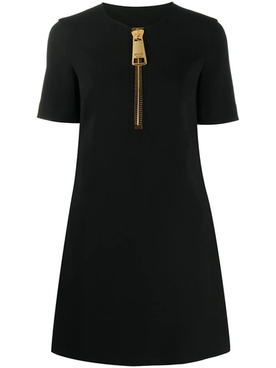 Moschino Couture Viscose Dress With Big Zip In Black