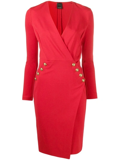 Pinko Quintino Wrap Dress In Red