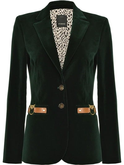 Pinko Fitted Single-breasted Blazer In Green