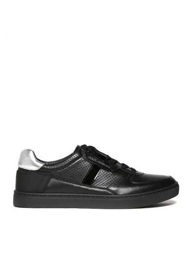 Dolce & Gabbana Perforated Sneakers In Nero Argento | ModeSens