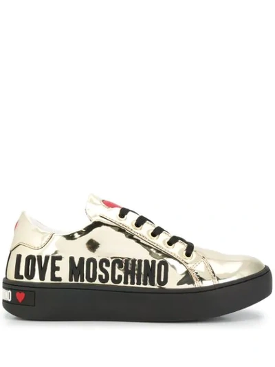 Love Moschino Logo-print Trainers In Gold