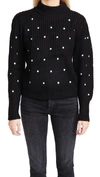 English Factory Dot Embroidered Sweater In Black/ White