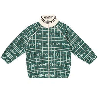 Gucci Baby Gg Cotton-blend Track Jacket In Verde/bianco