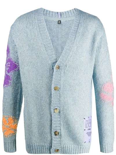 Mcq Swallow Embroidered Button-down Cardigan In Blue