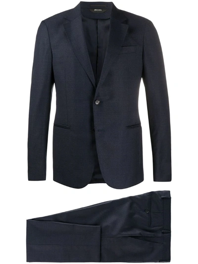 Z Zegna Single-breasted Wool Suit In Blue