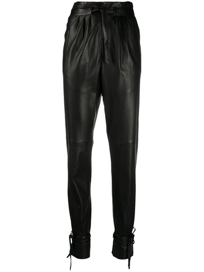 Isabel Marant Duard Pleated Faux-leather Trousers In Black