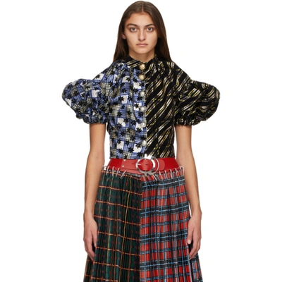 Chopova Lowena Bula Puff-sleeve Panelled Cropped Top In Mix