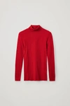 Cos Fine Roll-neck Wool Top In Red