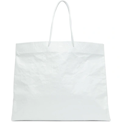 Medea Venti Busted Calfskin Leather Tote In White