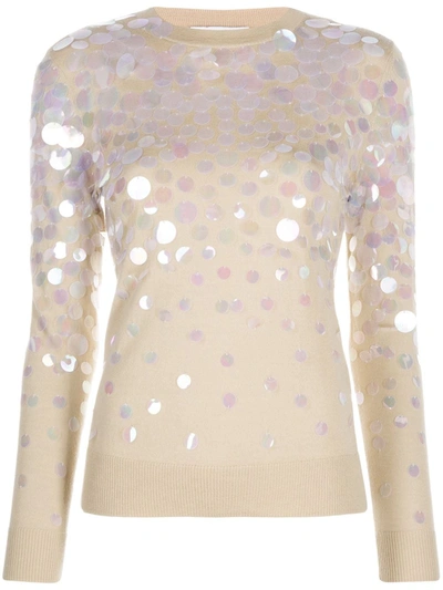 Paco Rabanne Sequin-embellished Merino Wool And Silk-blend Sweater In Beige
