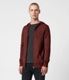 Allsaints Mens Mode Merino Zip Hoodie In Burgundy Red