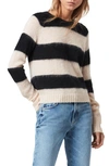 Allsaints Lou Stripe Crewneck Pullover In Mallow Pink/ Black